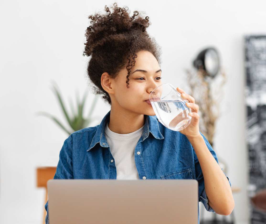 person drinking water