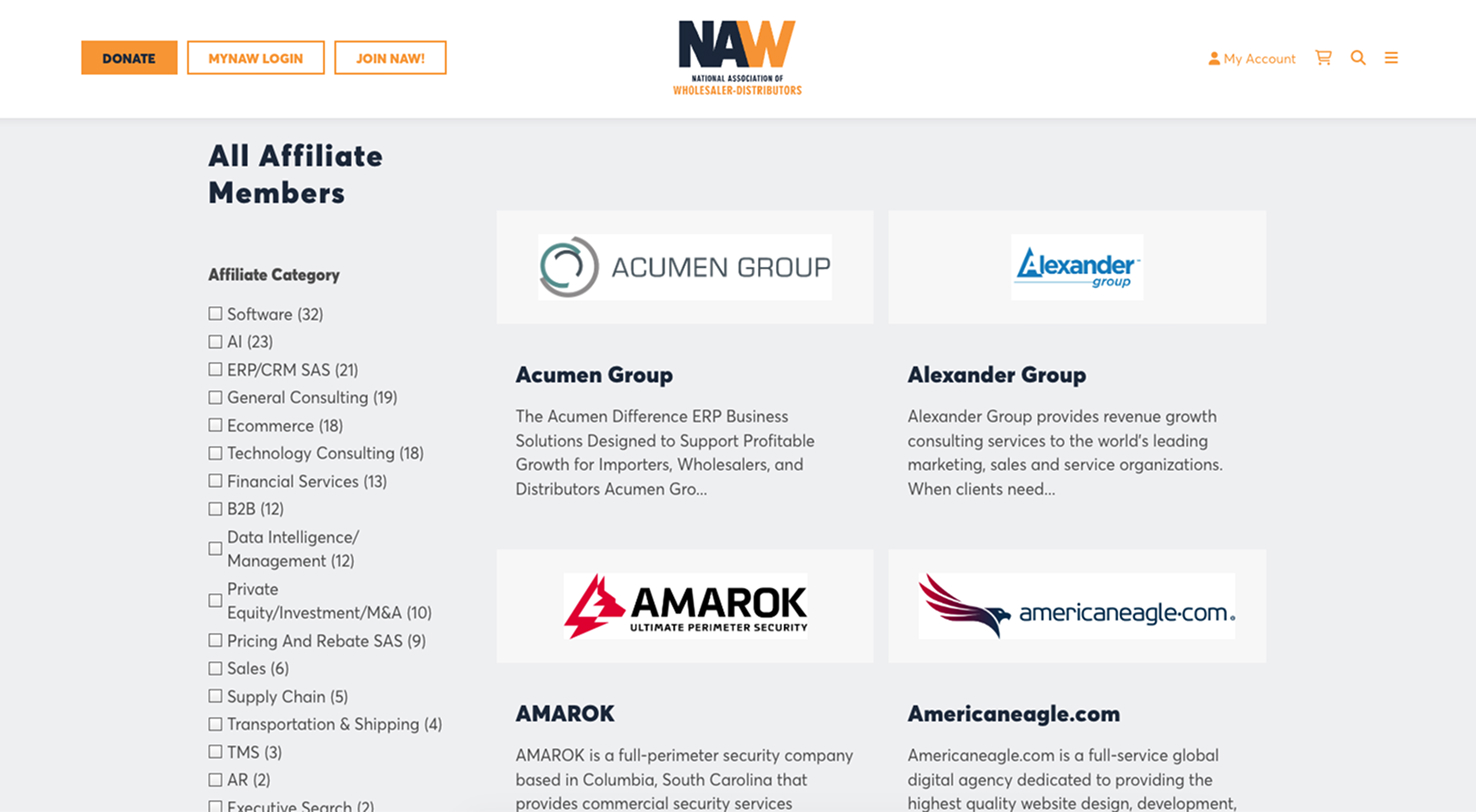 NAW Affiliate Group Landing Page