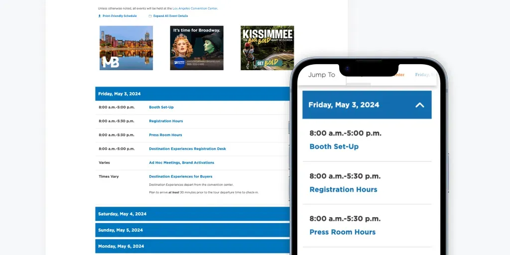 Event Schedule for IPW.com Case Study